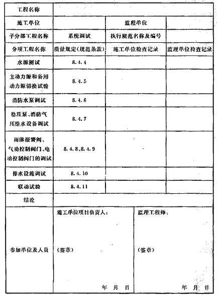 系统施工过程中的调试检查记录