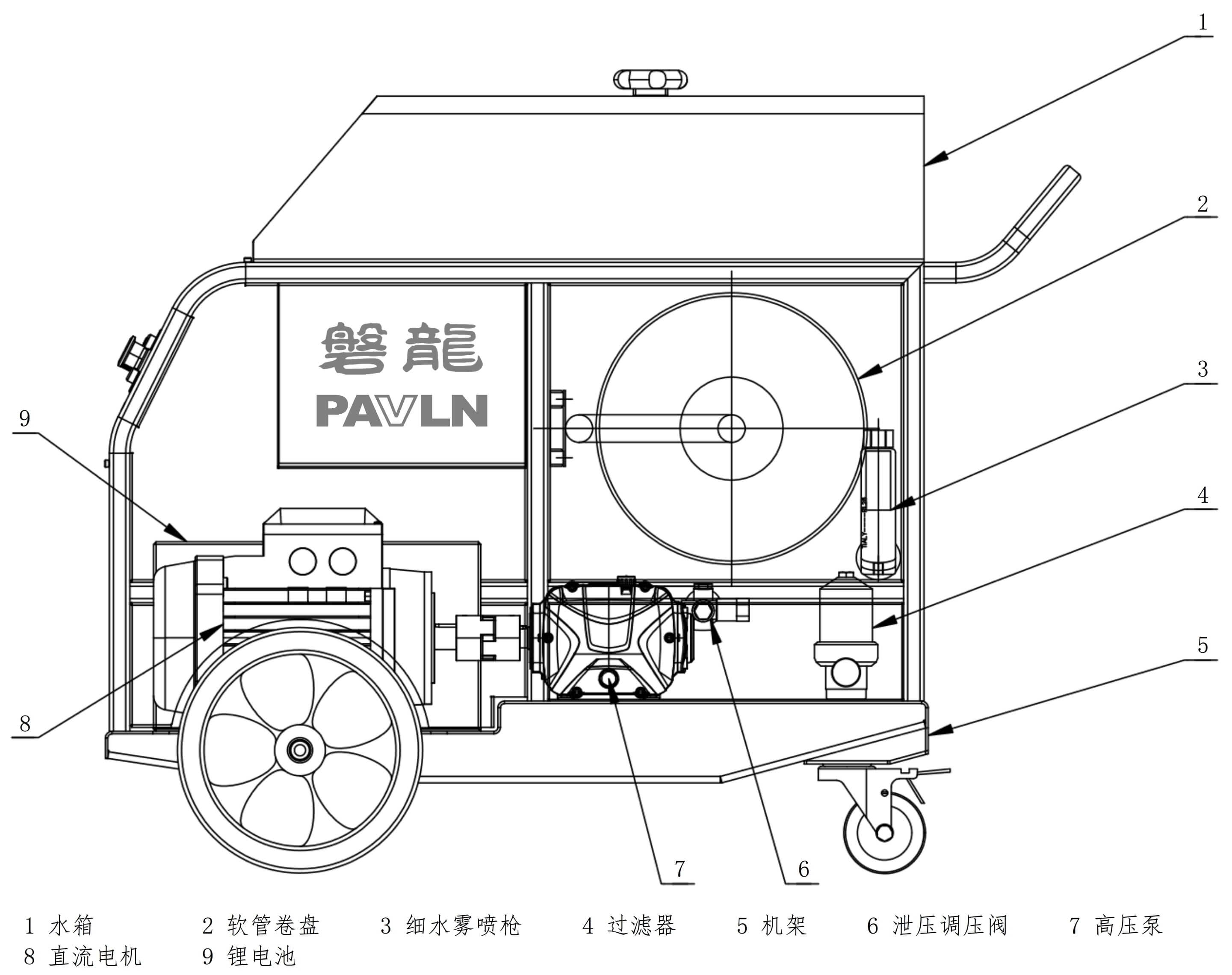 推车式细水雾灭火装置(锂电池动力) 推车式细水雾灭火装置(锂电池动力)