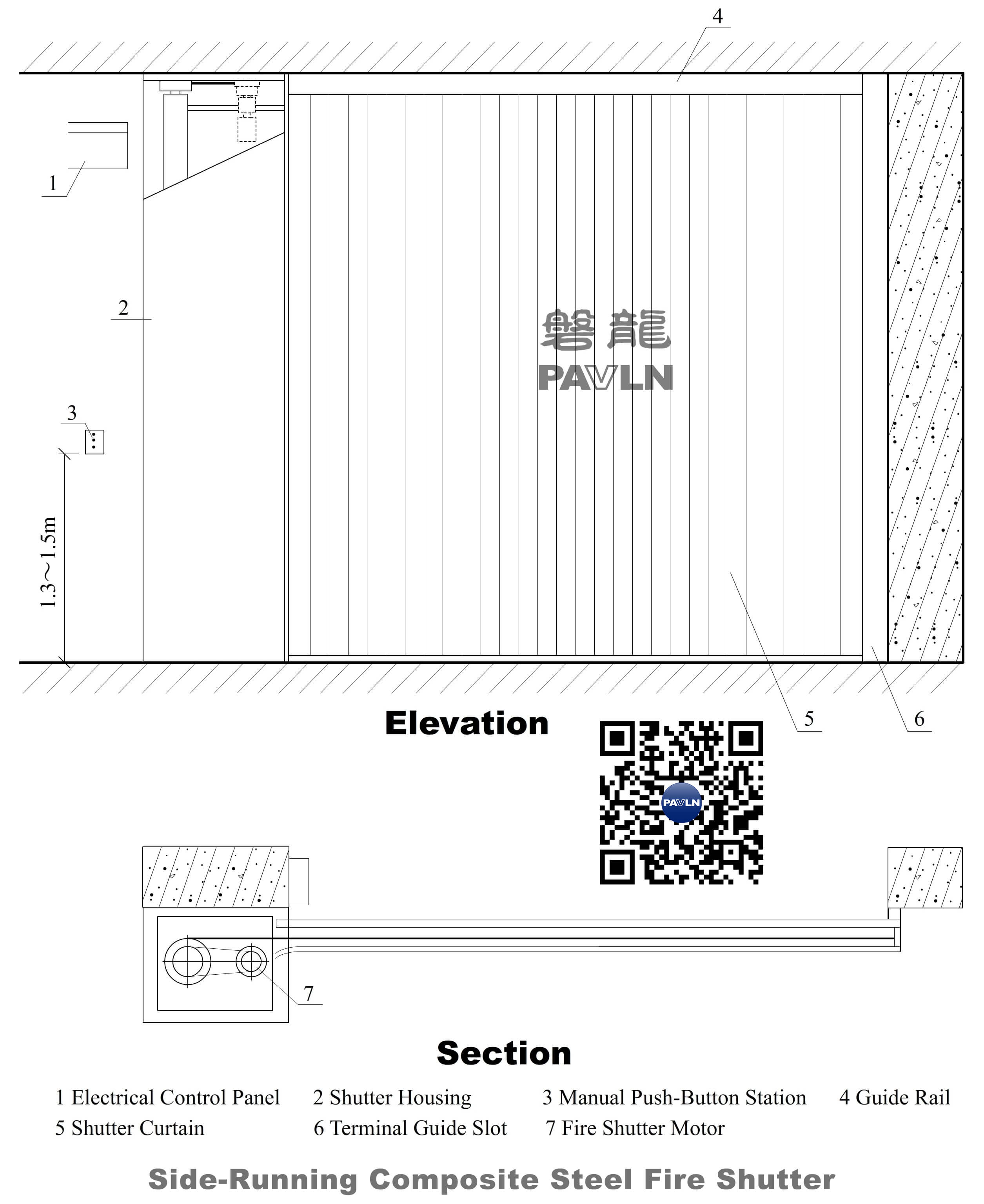 Side-Running Composite Steel Fire Shutter