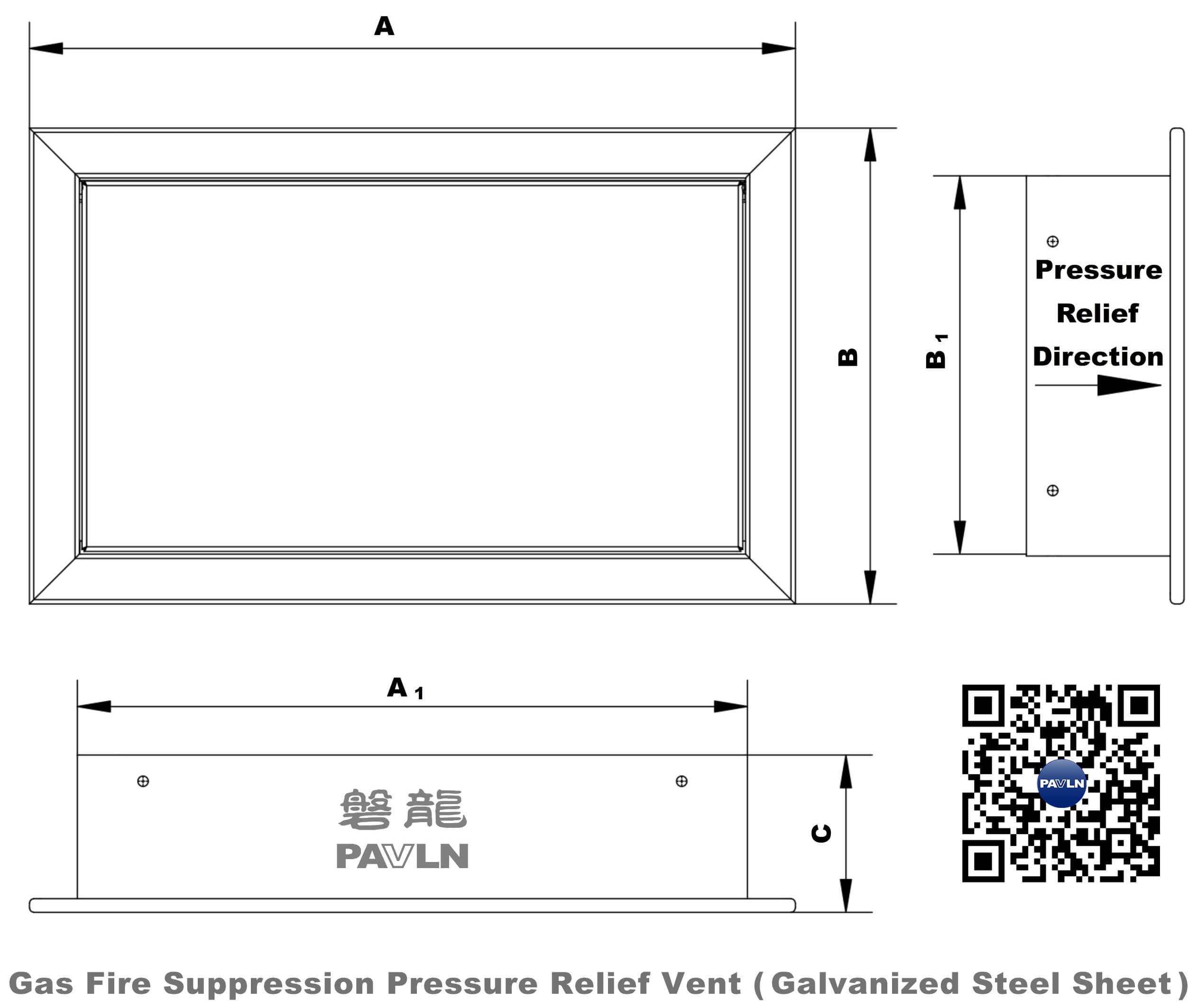 Gas Fire Suppression Pressure Relief Vent (Galvanized Steel Sheet)