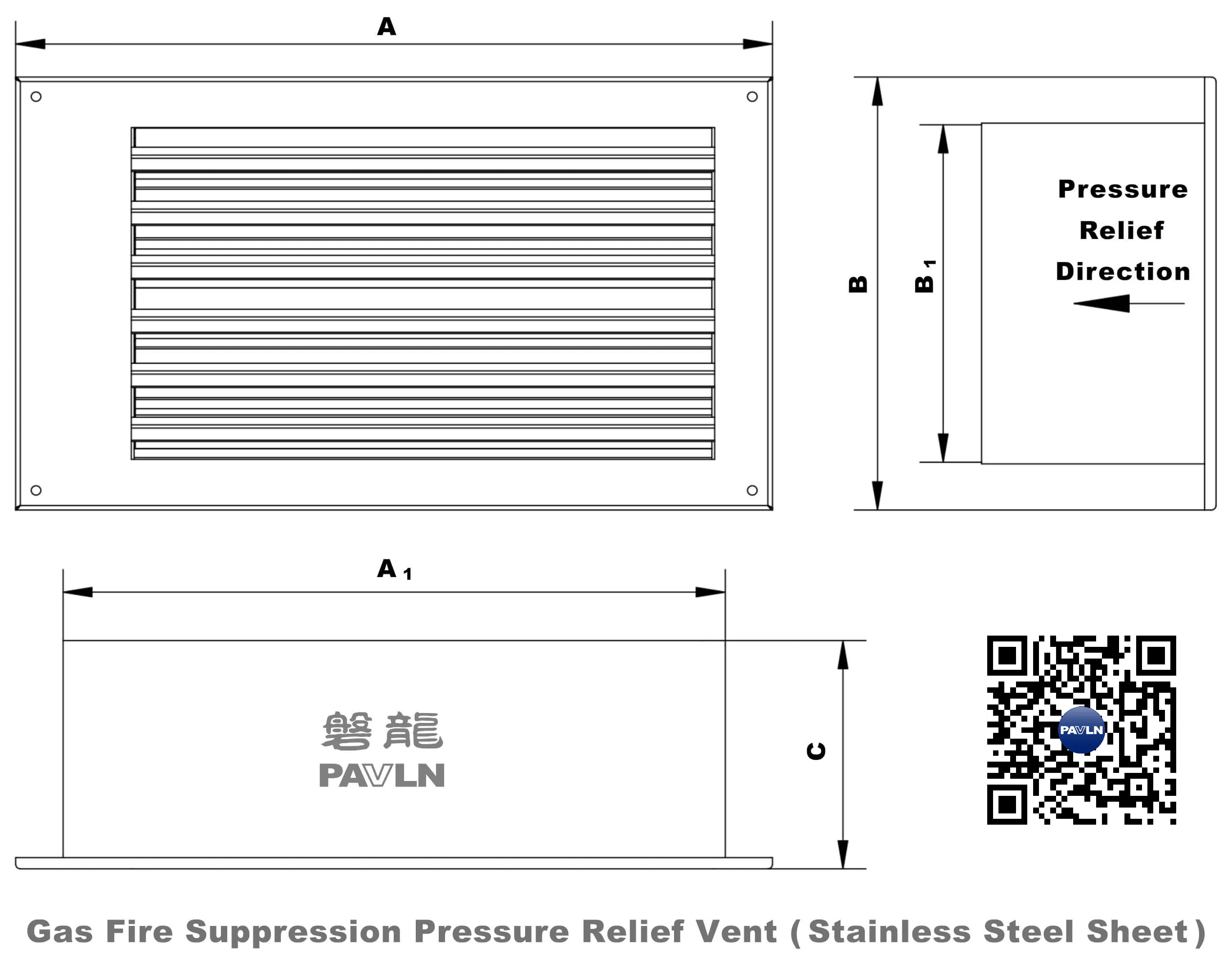 Gas Fire Suppression Pressure Relief Vent (Stainless Steel Sheet) Gas Fire Suppression Pressure Relief Vent (Stainless Steel Sheet)