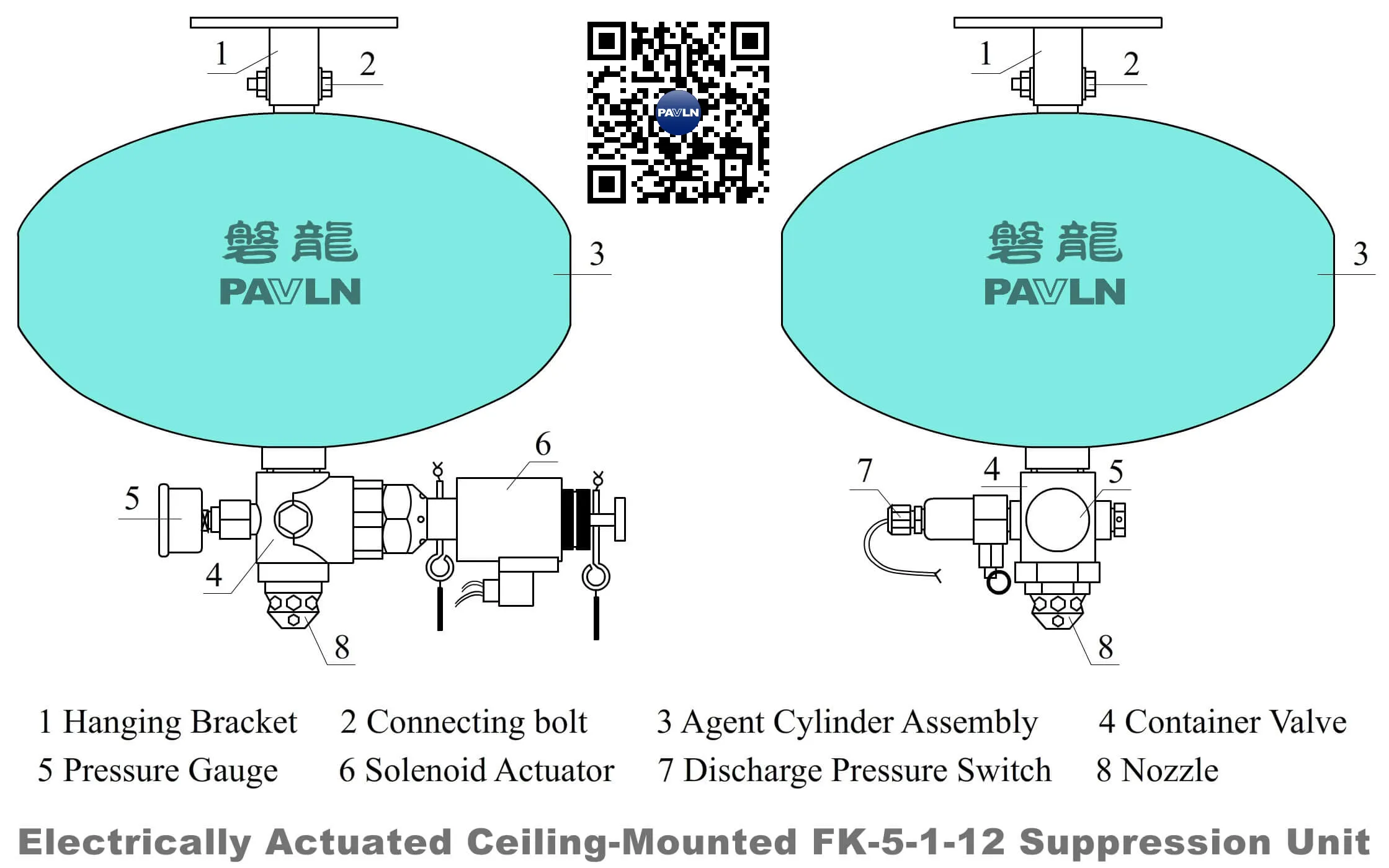 Electrically Actuated Ceiling-Mounted FK-5-1-12 Suppression Unit Electrically Actuated Ceiling-Mounted FK-5-1-12 Suppression Unit