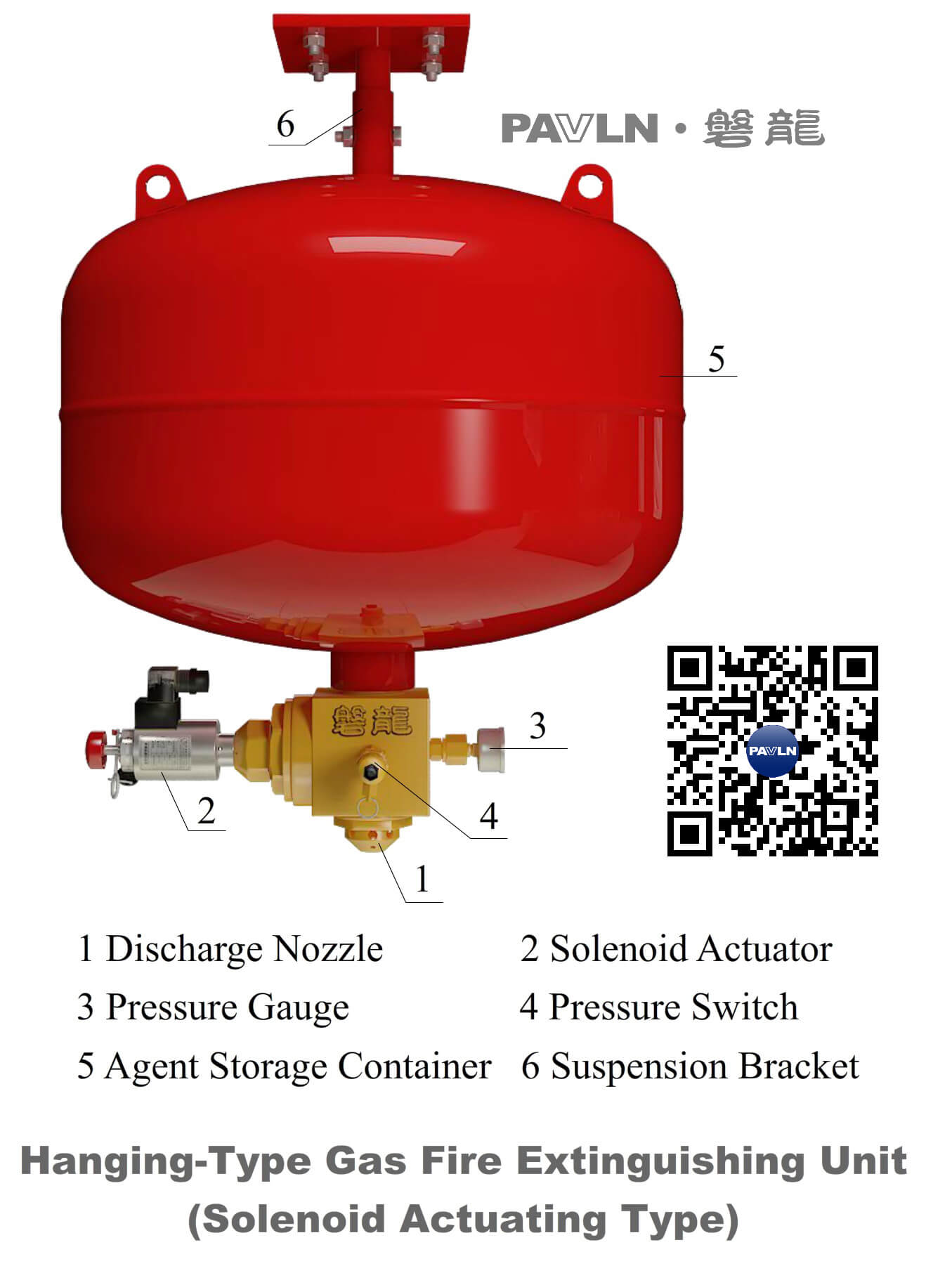 Hanging-Type Gas Fire Extinguishing Unit (Solenoid Actuating Type)